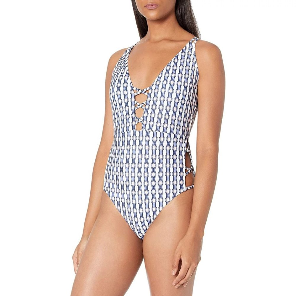 SALE 5/$25 Jessica Simpson Venice Beach Plunging Strappy One Piece Swimsuit NWT